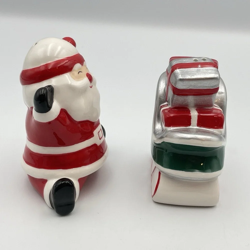 Santa Claus and Sleigh With Gifts Salt and Pepper Shakers Set - 3 inches tall‎